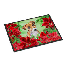 Jack Russell Terrier #2 Poinsettias Doormat 24x36