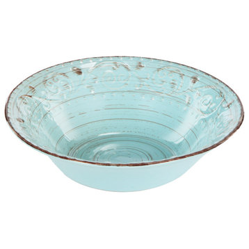 Rustic Flare Decorative Bowl, Antiqued Turquoise