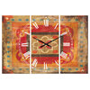 Moroccan Orange Tiles Collage Ii Bohemian and Eclectic Multipanel Clock