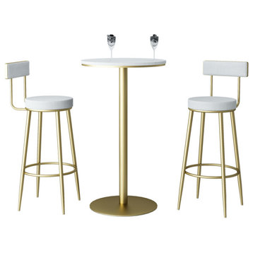 Nordic-Styled Minimalistic Golden Bar Stool with Backrest, H21.7"