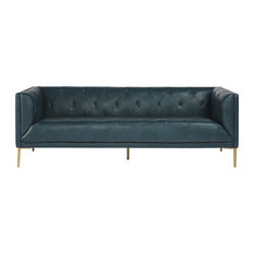 Sunpan Westin Leather Sofa, Peacock