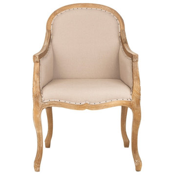 Addie Arm Chair With Flat Black Nail Heads Taupe