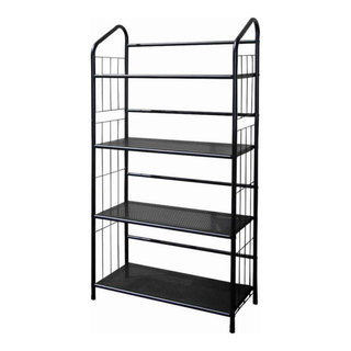 Benzara BM96097 4 Tier Industrial Style Open Frame Metal Bookshelf