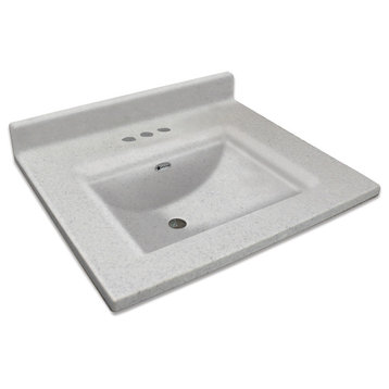 Transolid Savannah 25"x22" Single Bowl Vanity Top for 4" Centerset Faucet, Frost