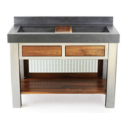 Concrete sink and brushed steel vanity - Bathroom Sinks