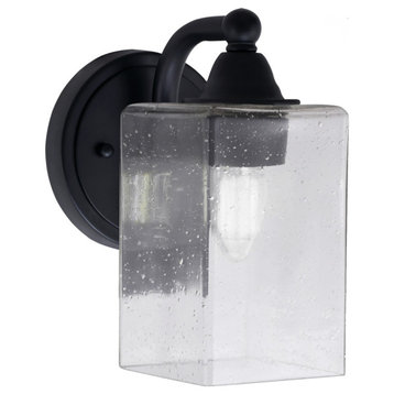 Paramount 1-Light Wall Sconce, Matte Black, 4" Clear Bubble Glass