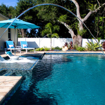 Modern Pool with Advanced LED Lighting and Water Features