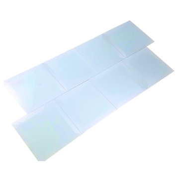 Frosted Elegance 8 in x 8 in Beveled Glass Square Tile in Glossy Light Blue
