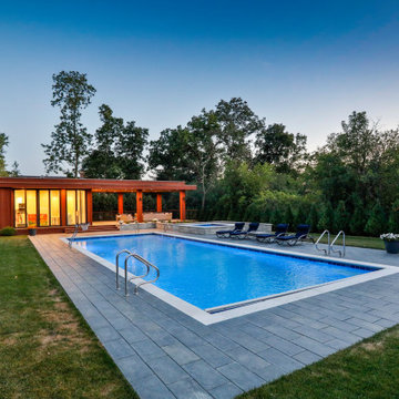 Glenview, IL Swimming Pool and Raised Hot Tub