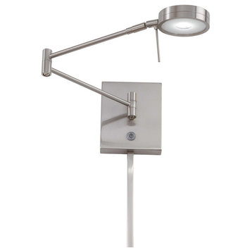 George'S Reading Room 1-Light LED Swing Arm Wall Lamp, Brushed Nickel