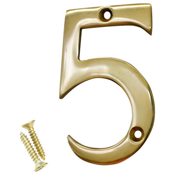 RCH Hardware Brass Modern House Number, 3-Inch, Various Finishes, Polished Brass
