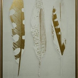 Golden Feather Art - Metal Wall Art