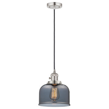Bell Mini Pendant With Switch, Polished Nickel, Plated Smoke