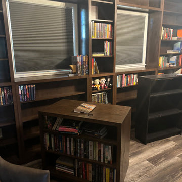 Library Room / Study with Custom Shaker Bookcases and Corner Reading Nook