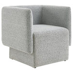 Meridian Furniture - Vera Boucle Fabric Upholstered Accent Chair, Gray - Give your home a contemporary makeover with this Vera grey boucle fabric accent chair. Its wooden construction ensures durability and stability, while its soft boucle fabric and padded foam cushion offers comfort for years to come. Its square design is the perfect accent piece for any modern home, and its grey boucle fabric is both soft and fashionable, pairing well with just about any piece of contemporary furniture, either in your living room or bedroom.