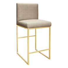 Worlds Away - Kingston Counter Stool, Brass/Brown - Bar Stools and Counter Stools