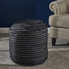 Noble House Rococco Handcrafted Modern Fabric Ottoman Pouf in Black