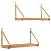 24" Two Shelves Solid Wood Wall Mounted Shelving Unit