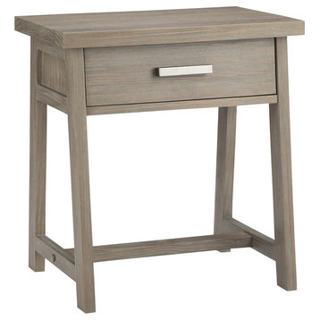 Wood 24 Inch Wide Bedside Nightstand Table In Distressed Grey