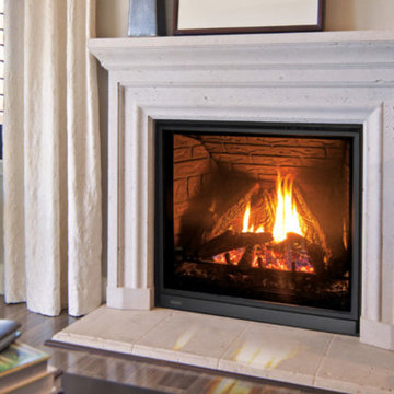 Q3 Gas Fireplace with a Brick Liner and a High Definition Log Set