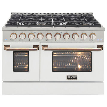 Kucht Professional 48" Stainless Steel Propane Gas Range in Silver/Gold/White