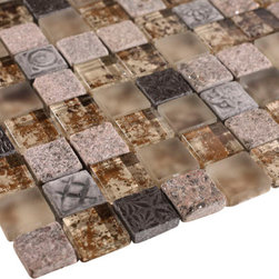 Glossy and Matte Beige Rock Square Stones Porcelain Mosaic Tiles - Home Accessories & Decor