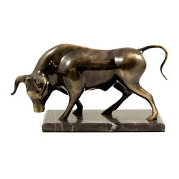 Bull Sculpture with Antique Bronzed Finish - Sculptures