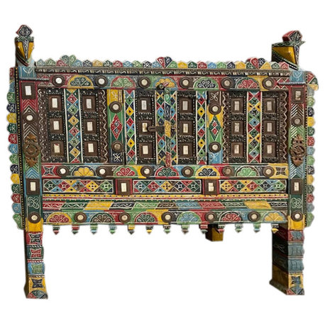 Consigned Vintage Indian Colorful Damchiya Console Table Hope Chest