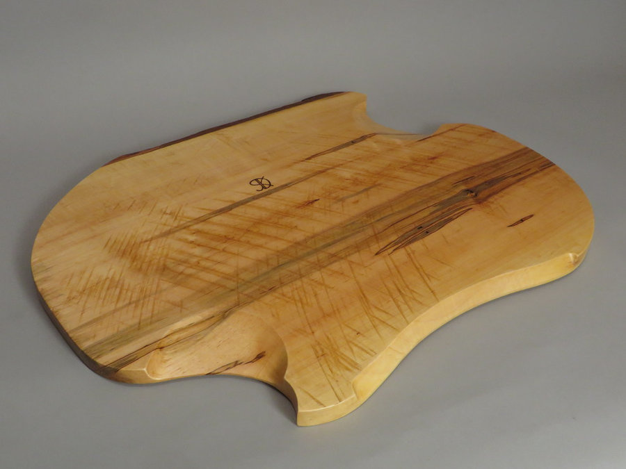 #15039 Rear Detail. Hand-Carved Serving Tray. Reclaimed Ambrosia Maple