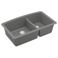 Karran Undermount Quartz 32" 60/40 Double Bowl Kitchen Sink, Grey
