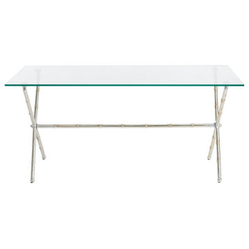 Gia Accent Table Silver/ Clear Glass Top