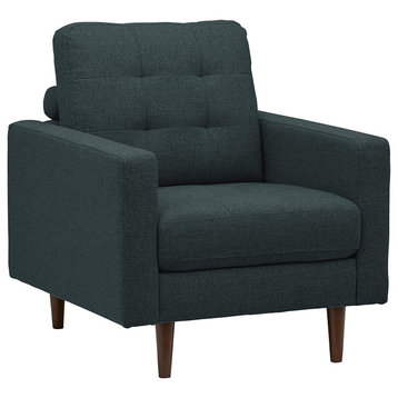 Comfortable Accent Chair, Padded Seat With Tufted Backrest, Denim Blue