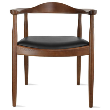 Real Oak Wood PU Leather Seat Wegner Kennedy Dining Assembled Chair, Espresso