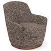 Sunset Trading Heathered Soft Tweed T-Cushion Fabric Swivel Chair in Black/Brown