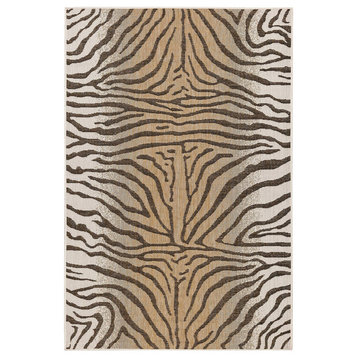 Carmel Zebra Indoor/Outdoor Rug Sand, 4'10"x7'6"