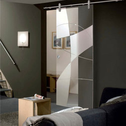 Modern Sliding Glass Door - Grooved Nubia Design - Interior Doors