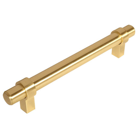 Cosmas 161-128BB Brushed Brass 5” CTC Solid Metal - Euro Bar Pull [5 PACK]