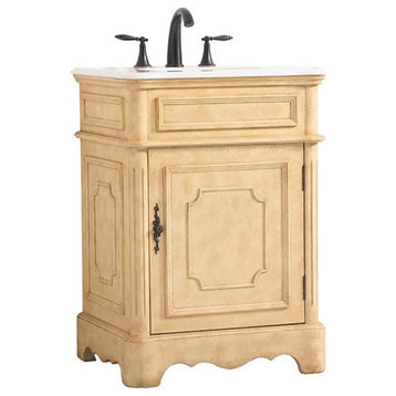 Elegant Decor Francis 24" Solid Wood Single Bathroom Vanity in Antique Beige
