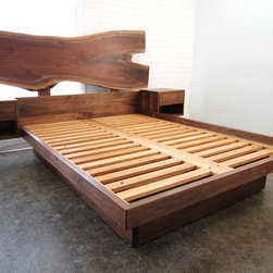 Live-Edge Platform Bed with Drawers - Platform Beds