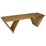GloDea/XQuare - Moder Design Wood Bench, Made in America by GloDea 54", Light Brown - The Modern design Bench 60 is made in America using premium pine. This backless bench is a sturdy design that highlights an inventive look, as can be seen in its slatted top and triangular legs. While durable enough to withstand the elements, it can be used almost anywhere.