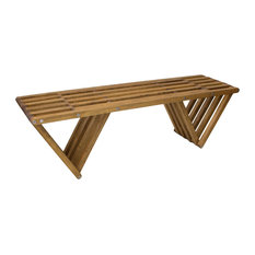 Moder Design Wood Bench, Made in America by GloDea 54", Light Brown