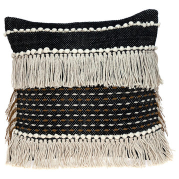 Parkland Collection Marley Transitional Black Throw Pillow PILI21471P