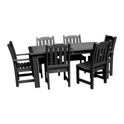 Highwood USA - Lehigh 7-Piece Rectangular Dining Set, Black - Outdoor Dining Sets
