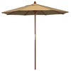 7.5' Square Push Lift Wood Umbrella, Champagne Olefin