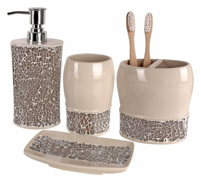 Broccostella 4 Piece Bath Accessory Set Contemporary Bathroom Broccostella 4 Piece Bath Accessory Set