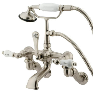 Clawfoot Bathtub Faucet, Adjustable Center & Lever Handles, Brushed Nickel