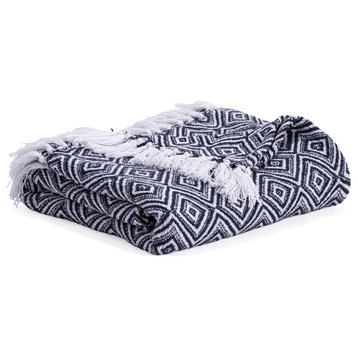 Orla Cotton Throw, Navy