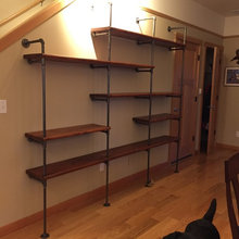 black metal pipe shelves