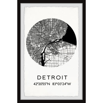 "Detroit Coordinates" Framed Painting Print, 16x24