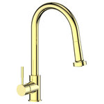 ZLINE Kitchen and Bath - ZLINE Monet Kitchen Faucet in Polished Gold (MON-KF-PG) - Experience ZLINE Attainable Luxury with industry-leading kitchen and bath products that provide an elevated luxury experience, all designed in Lake Tahoe, USA. The ZLINE Monet Kitchen Faucet (MON-KF-PG) is manufactured with the highest quality materials on the market - making it long-lasting and durable. We have focused on designing each faucet to be functionally efficient while offering a sleek design, making it a beautiful addition to any kitchen. While aesthetically pleasing, this faucet offers a hassle-free washing experience, with 360 degree rotation and a spring loaded pressure adjusting spray wand. At 1.8 gal per minute this faucet provides the perfect amount of flexibility and water pressure to save you time. Our cutting edge lock in technology will keep your spray wand docked and in place when not in use. ZLINE delivers the most efficient, hassle free kitchen faucet with a lifetime warranty, giving you peace of mind. The Monet Kitchen Faucet (MON-KF-PG) ships next business day when in stock.